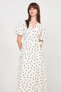 Clarine Linen Dot Dress - White