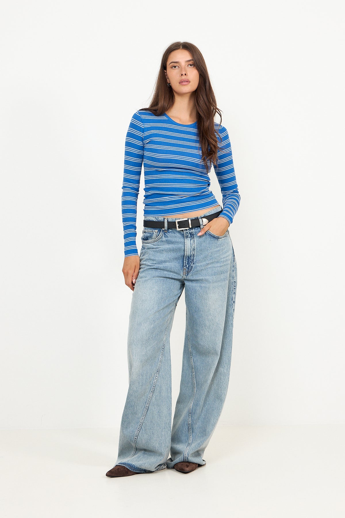 Soft Cotton Rib Stripe Ls - Nouvean Navy