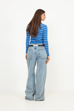 Soft Cotton Rib Stripe LS - Nouvean Navy