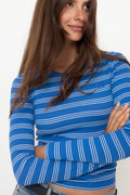 Soft Cotton Rib Stripe Ls - Nouvean Navy