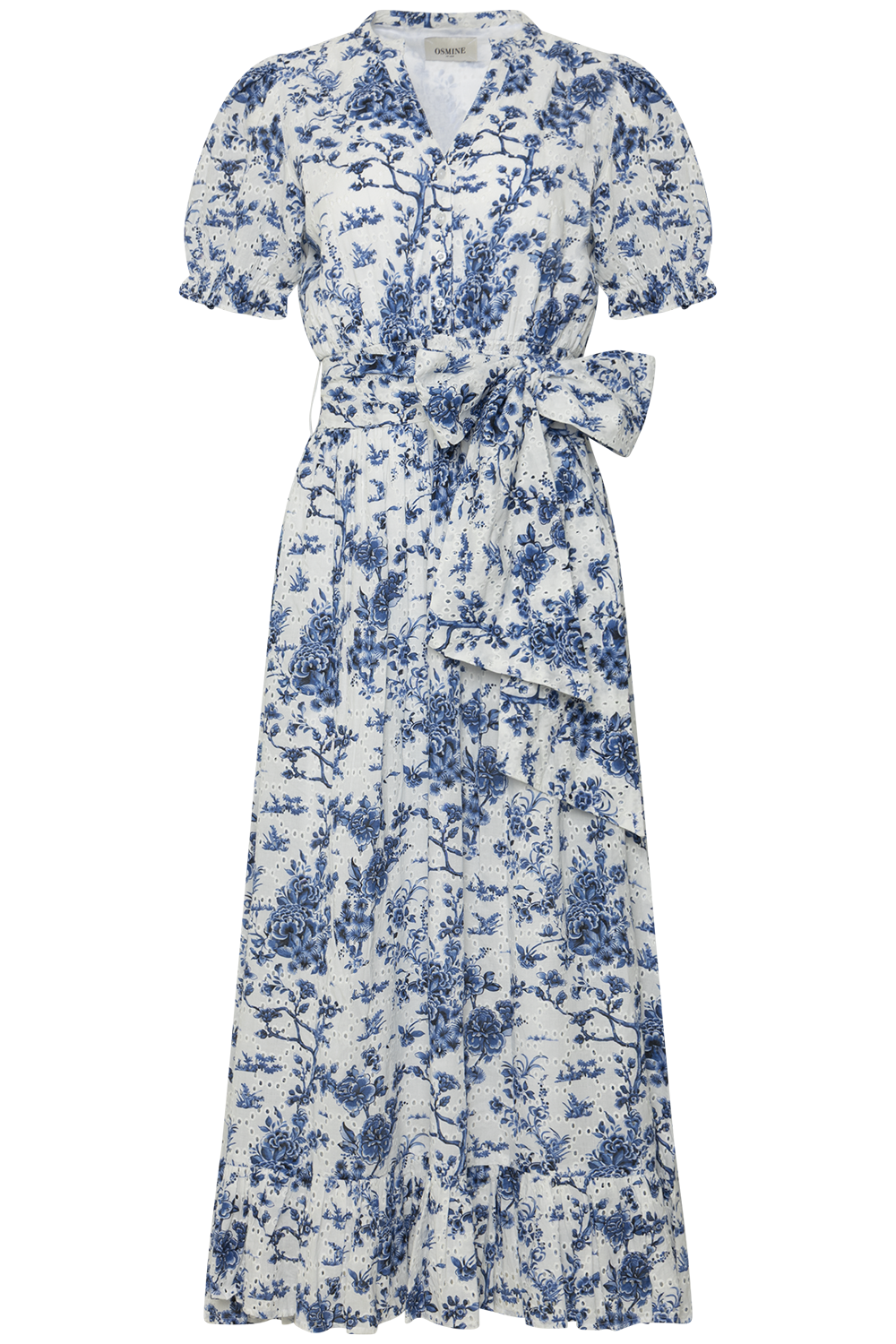 Gertrude Broderie Anglaise Maxi Dress - White/blue
