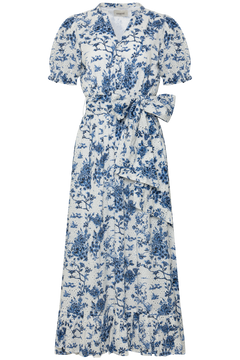 Gertrude Broderie Anglaise Maxi Dress - White/blue
