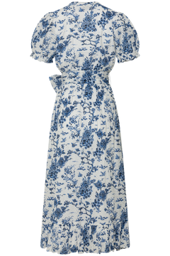 Gertrude Broderie Anglaise Maxi Dress - White/blue