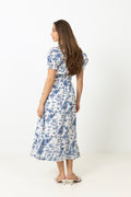 Gertrude Broderie Anglaise Maxi Dress - White/blue