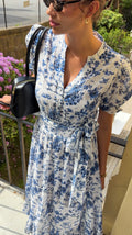 Gertrude Broderie Anglaise Maxi Dress - White/blue