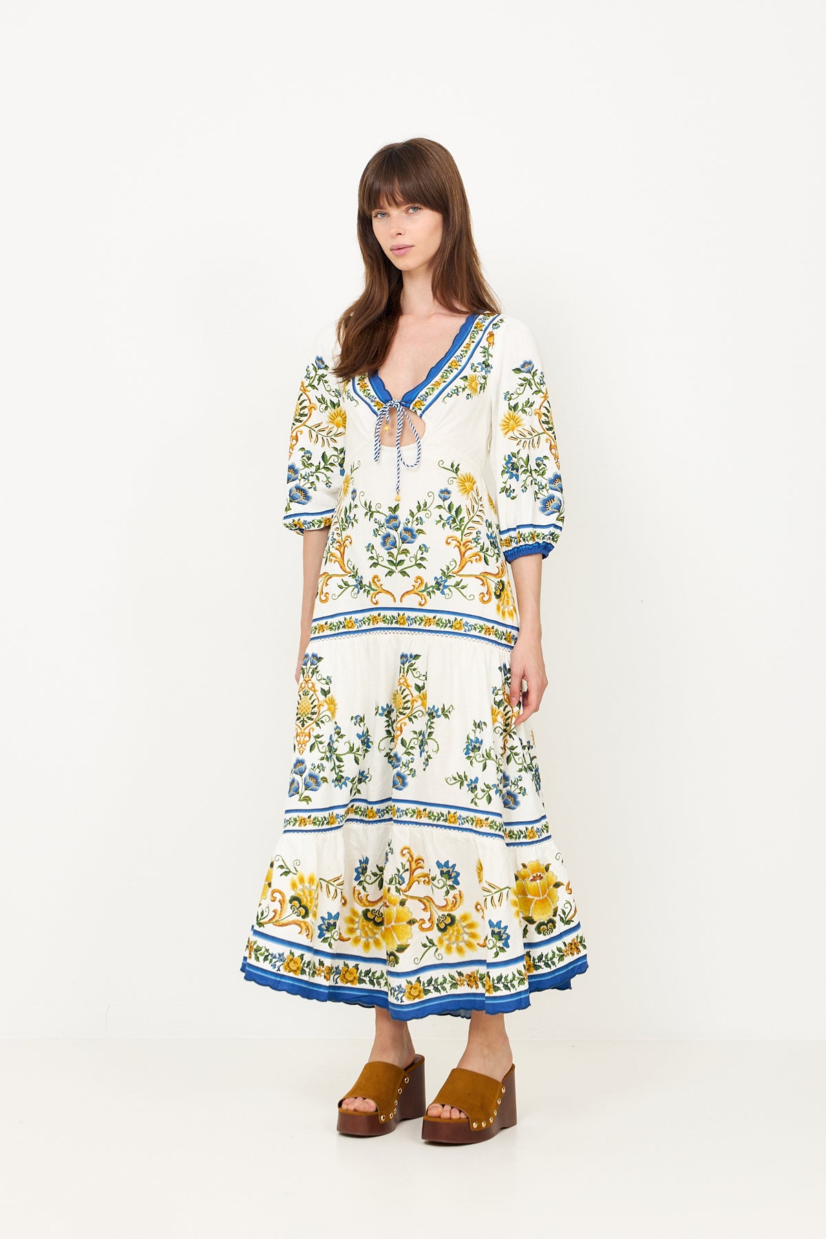 Maxi Dress - Emily Floral Tapestry Off-White