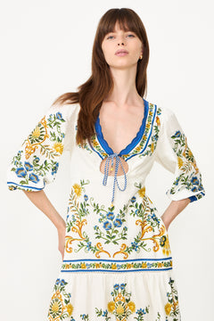 Maxi Dress - Emily Floral Tapestry Off-White