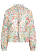 Rendeira Multicolor Cutwork Long Sleeve Blouse - Orange
