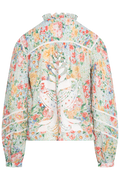 Rendeira Multicolor Cutwork Long Sleeve Blouse - Orange