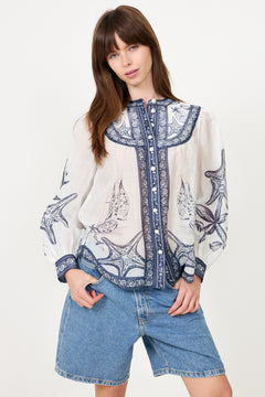 Long Sleeve Blouse - Coast Scarf Off-White