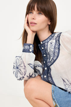 Long Sleeve Blouse - Coast Scarf Off-White