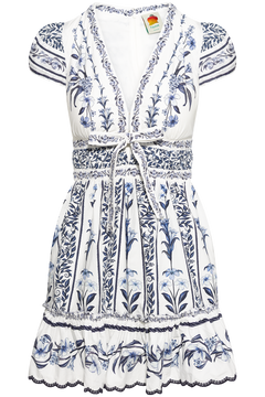 Mini Dress - Flowers Arch Off-White