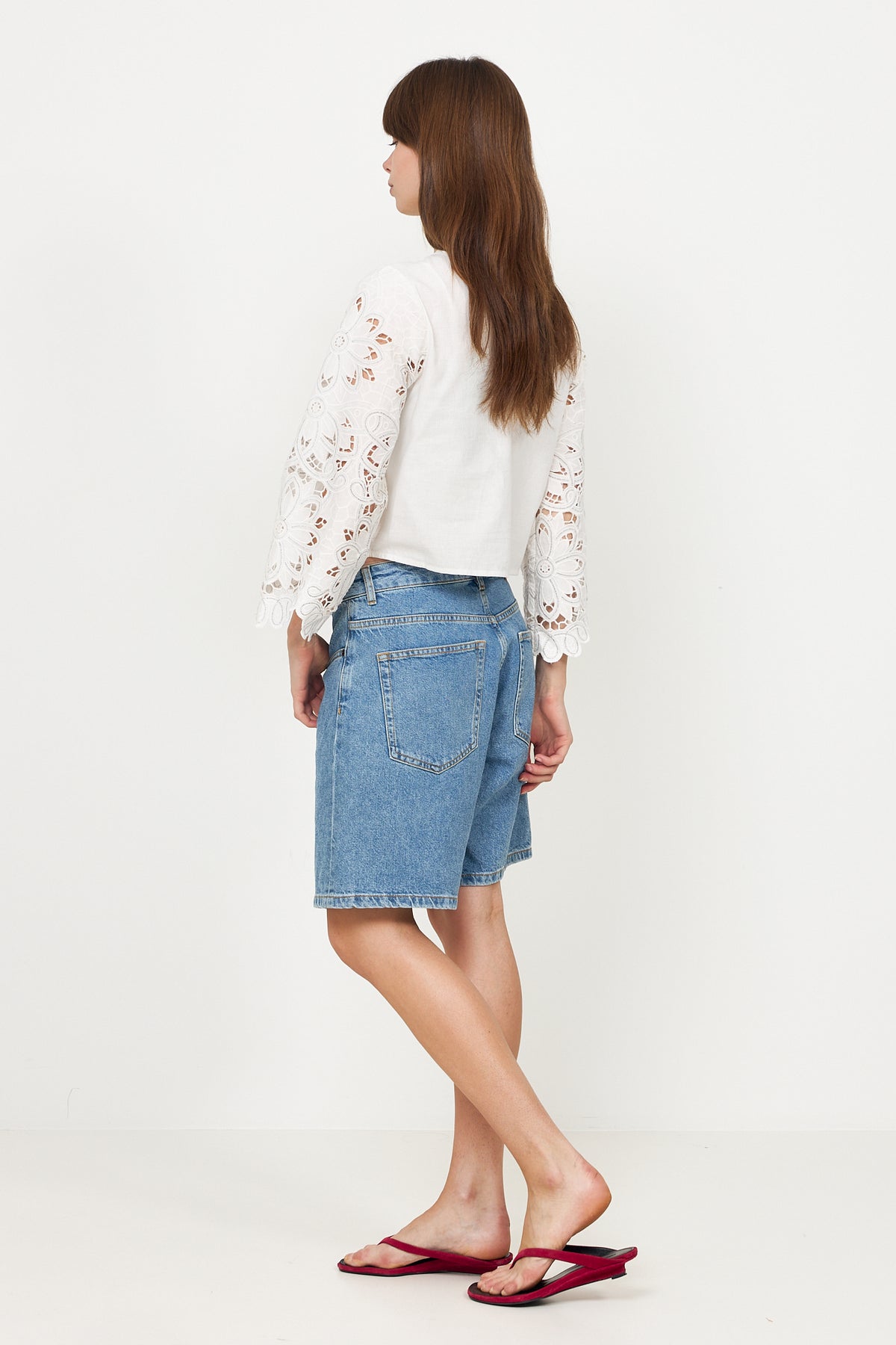 Flowers Richilieur Long Sleeve Blouse - Off-White