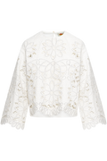 Flowers Richilieur Long Sleeve Blouse - Off-White