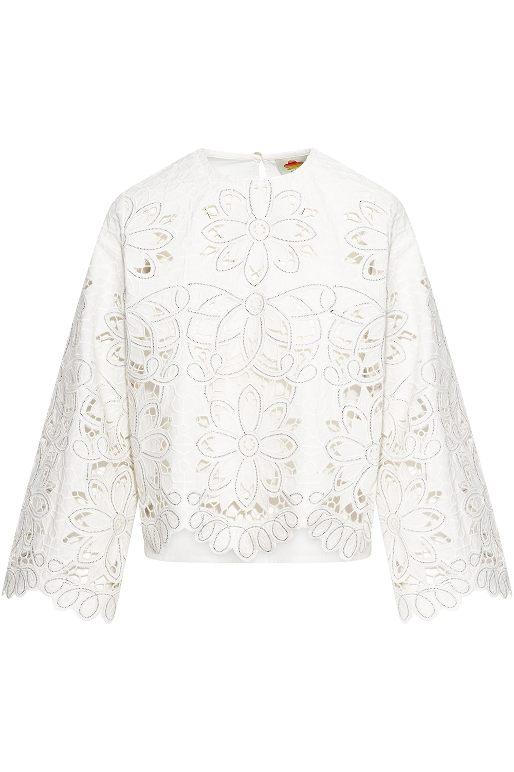 Flowers Richilieur Long Sleeve Blouse - Off-White