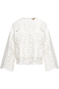 Flowers Richilieur Long Sleeve Blouse - Off-White
