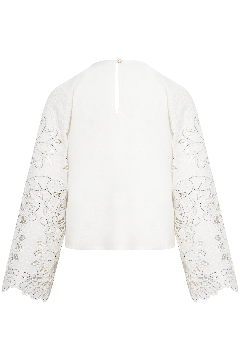 Flowers Richilieur Long Sleeve Blouse - Off-White