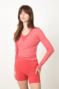 Basic Wrap Sweater - Washed Red