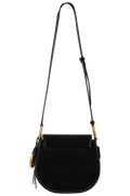 Josie Medium Whipstitched Suede Saddle Bag - Black
