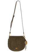 Josie Medium Whipstitched Suede Saddle Bag - Loden
