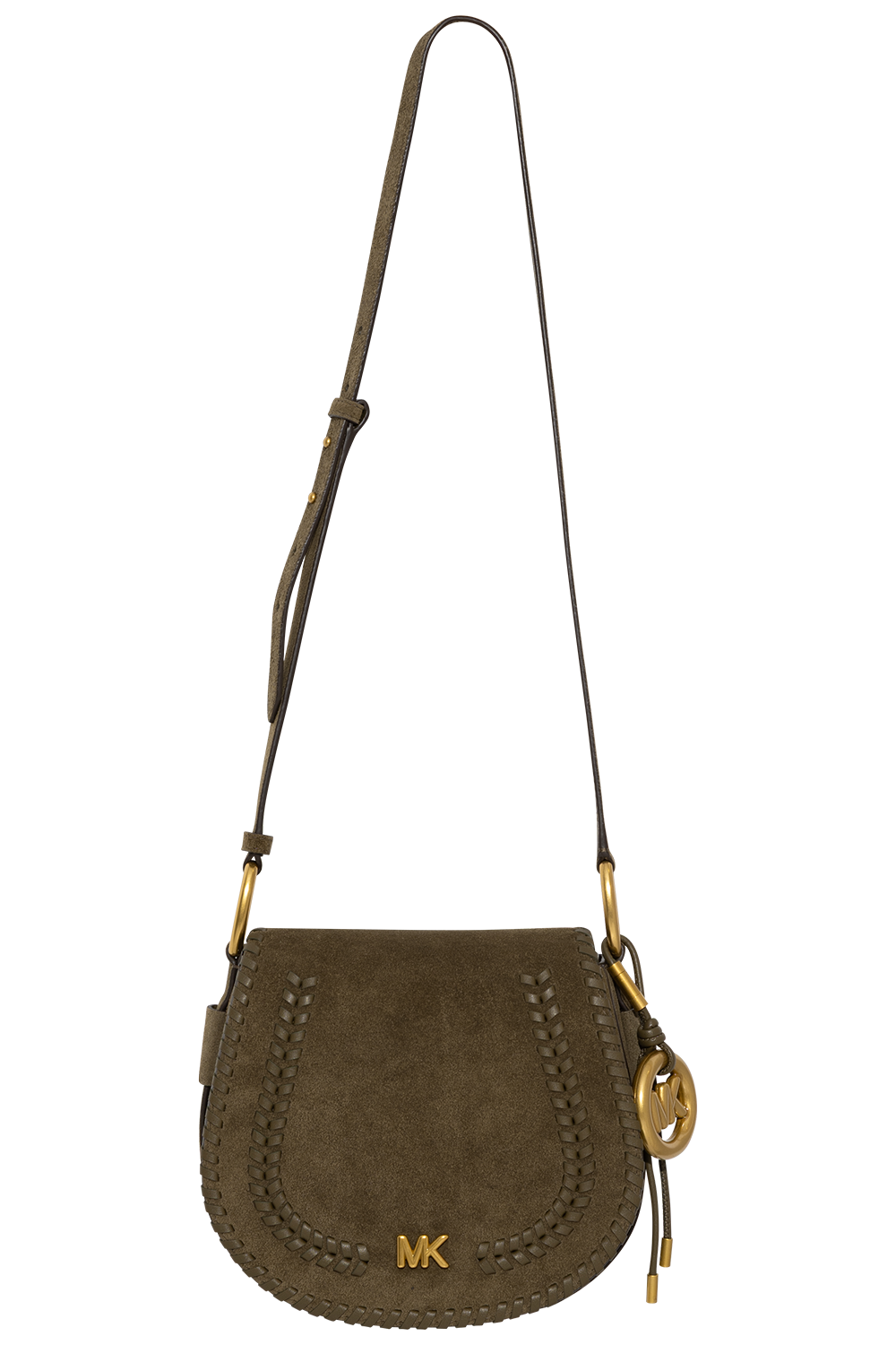 Josie Medium Whipstitched Suede Saddle Bag - Loden