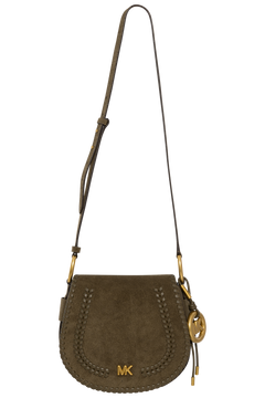Josie Medium Whipstitched Suede Saddle Bag - Loden