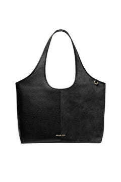 Henly Large Leather Suede Tote Bag - Black