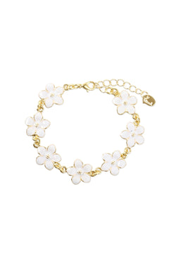 Adeline Enamel Flower Chain Bracelet - Gold