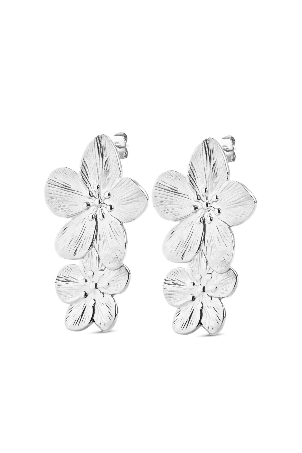 Lottie Flower Earrings - Silver