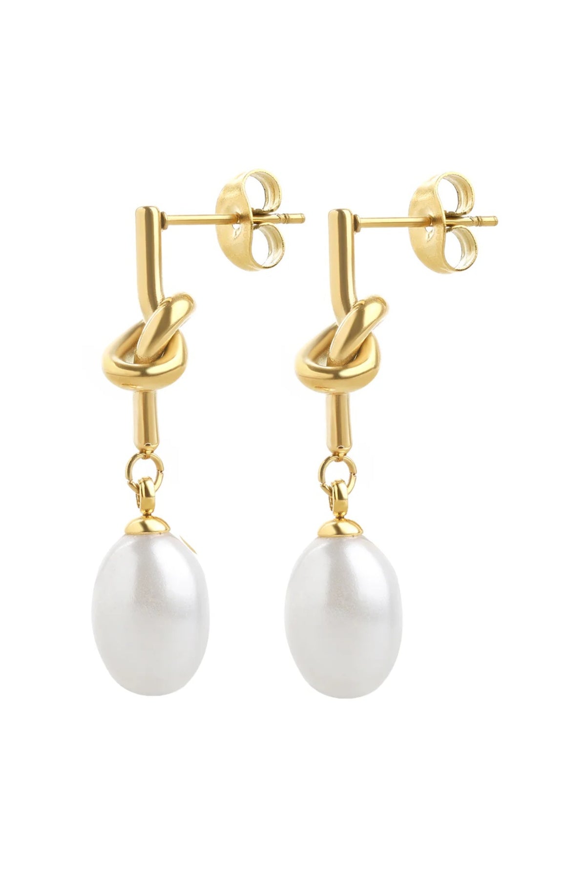 Agda Hoop Pearl Earrings - Gold