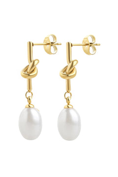 Agda Hoop Pearl Earrings - Gold