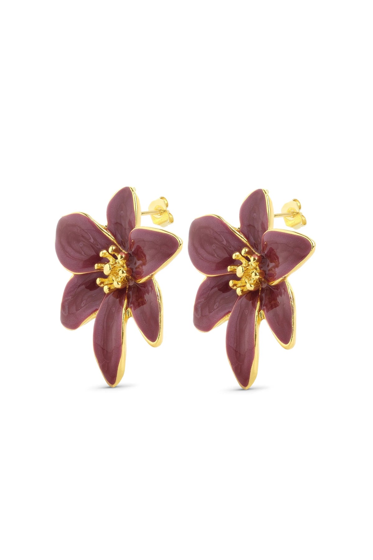 Vivianne Flower Stud Earrings - Gold