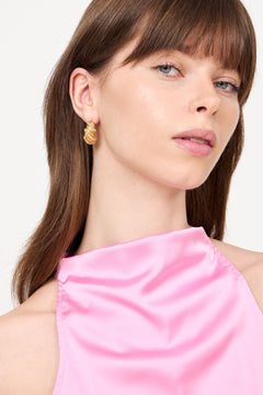 Coco Croissant Crystal Stud Earrings - Gold