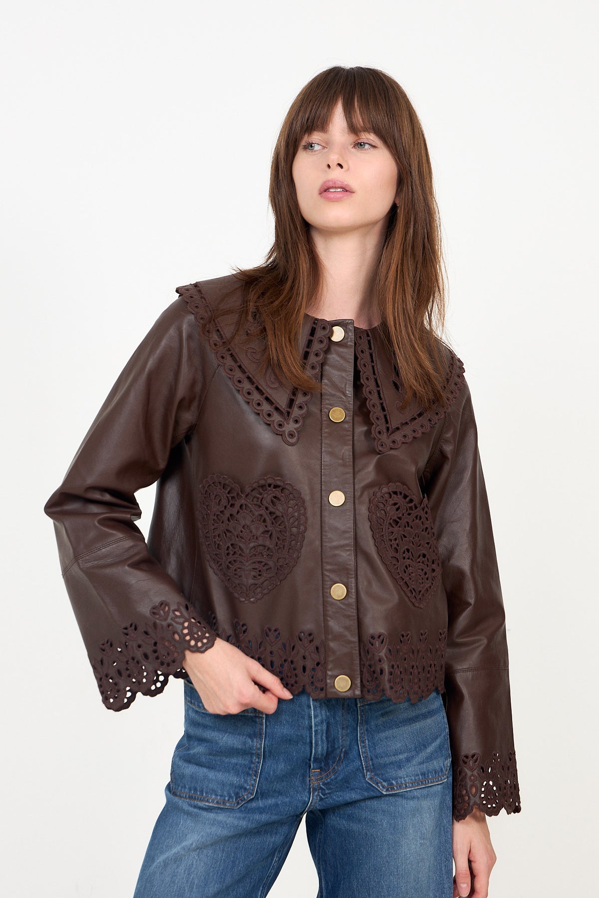 Hearts Richilieu Dark Brown Leather Jacket - Dark Brown