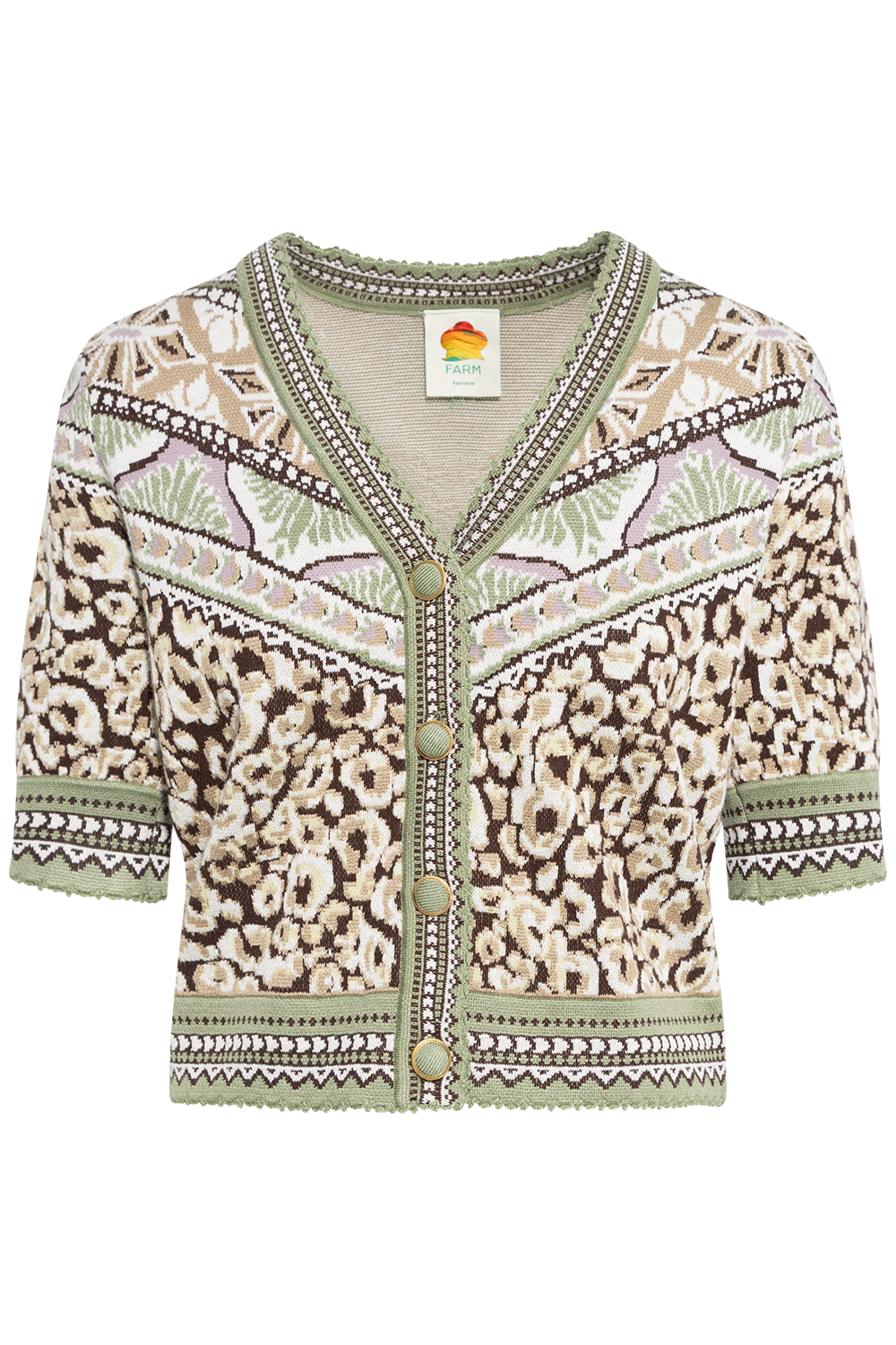 Knit Short Sleeve Cardigan - Primitive Leopardo Brown