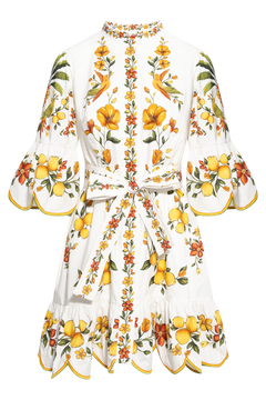 Mini Dress - Lemon Bouquet Off-White