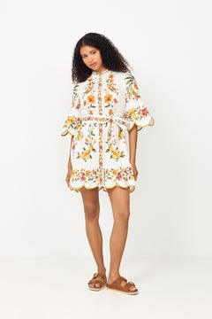 Mini Dress - Lemon Bouquet Off-White