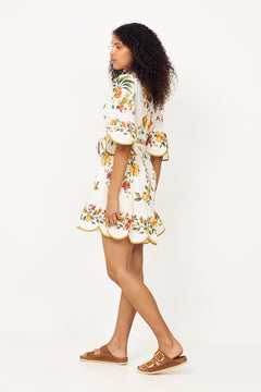 Mini Dress - Lemon Bouquet Off-White
