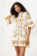 Mini Dress - Lemon Bouquet Off-White