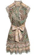 Mini Dress - Dotted Foliage Soft Sage Green