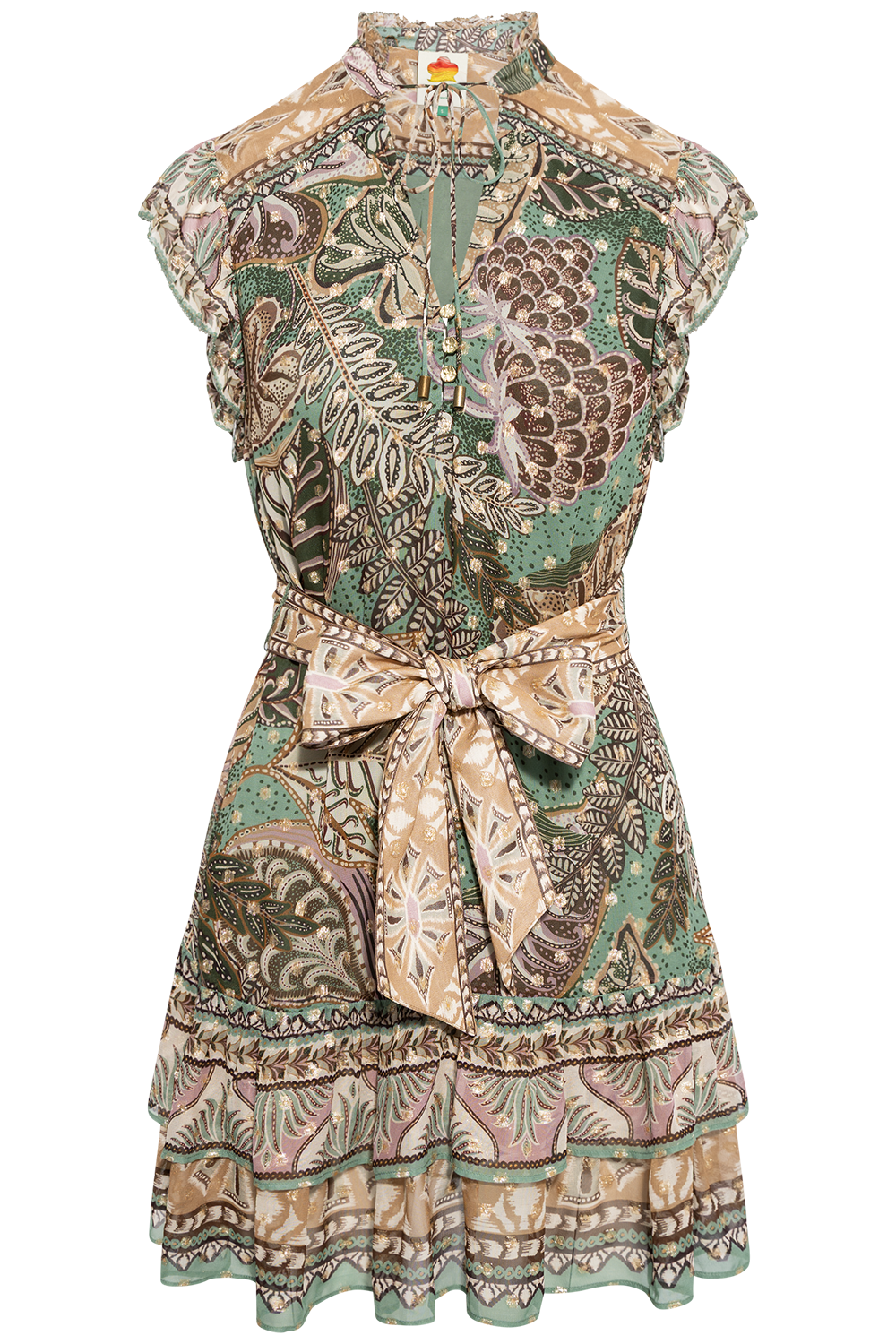 Mini Dress - Dotted Foliage Soft Sage Green