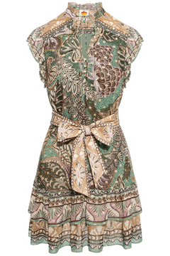Mini Dress - Dotted Foliage Soft Sage Green