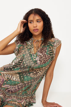 Mini Dress - Dotted Foliage Soft Sage Green
