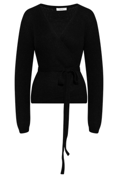 Lulu Ls Knit Wrap Cardigan - Black