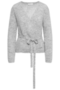 Lulu Ls Knit Wrap Cardigan - Light Grey Melange
