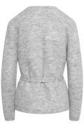Lulu Ls Knit Wrap Cardigan - Light Grey Melange