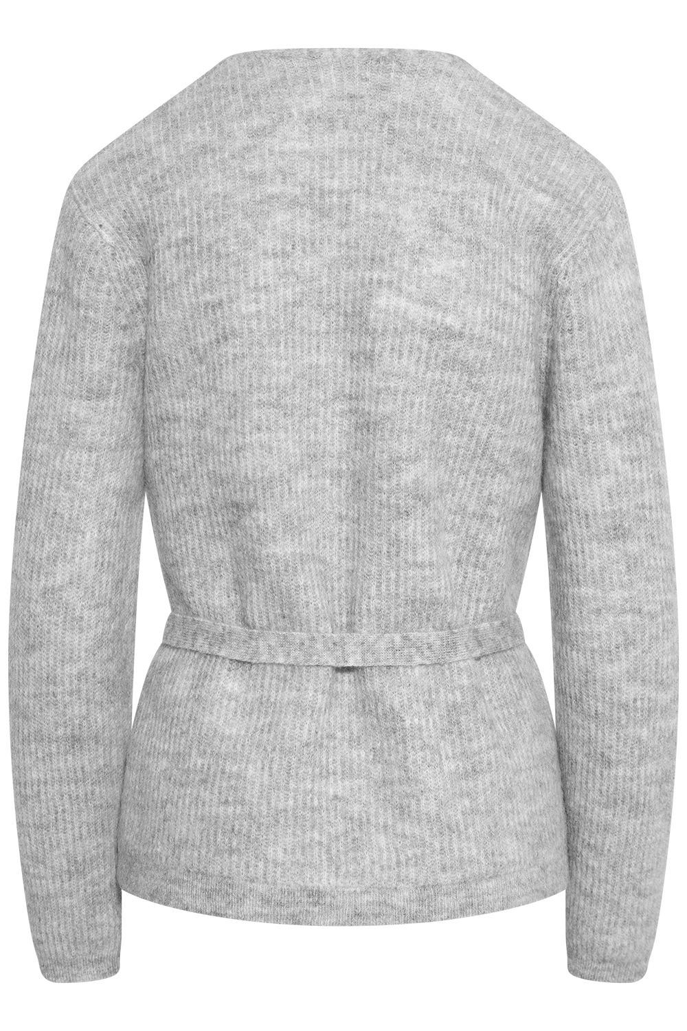 Lulu Ls Knit Wrap Cardigan - Light Grey Melange