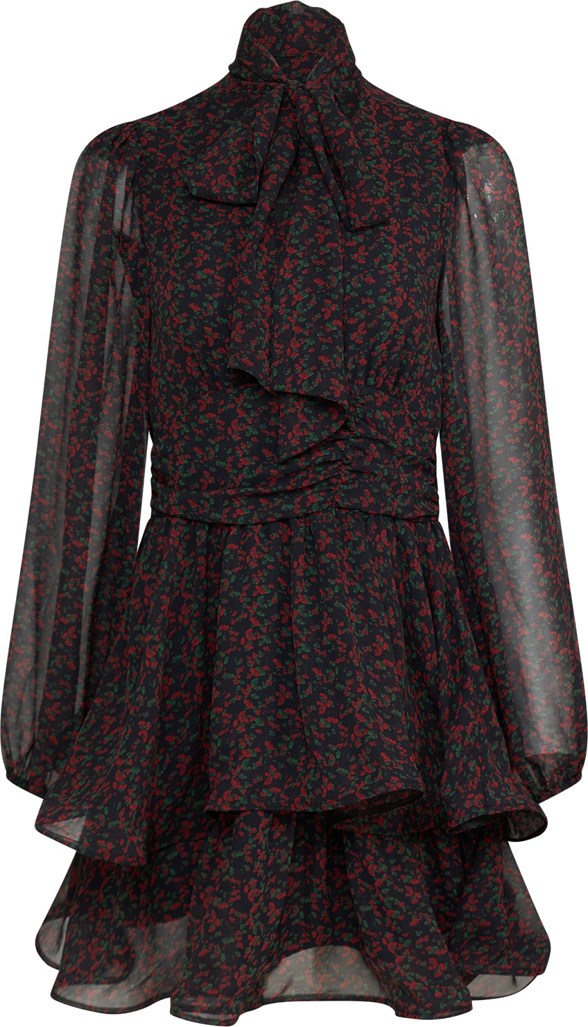 Jadine Wave Mini Dress - Black/red