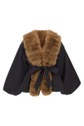 Faux Fur Collar  Jacket - Black