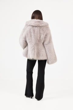 Faux Fur Flared Jacket - Alloy (Light Gray)